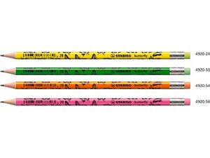 Μολύβι γραφίτη με γόμα Stabilo Butterfly Neon 4920 2B σε διάφορα χρώματα